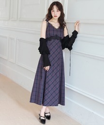 WILLSELECTION（ウィルセレクション）の「【再入荷予約受付中】レーストリムチェックキャミワンピース（ワンピース）」