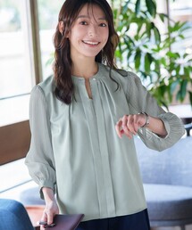 異素材スリーブ2WAYブラウス