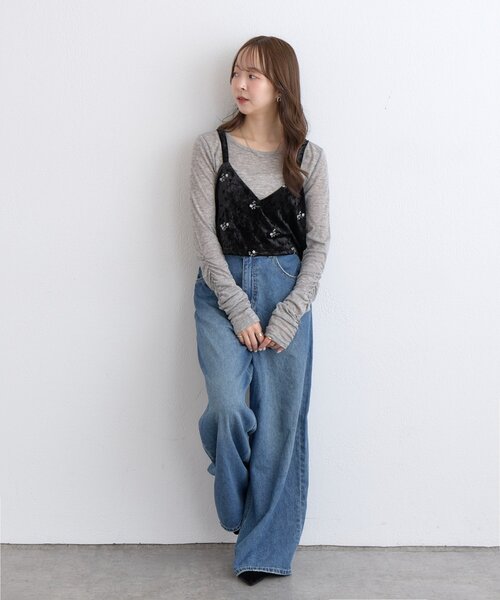 DISCOAT(ディスコート)の「【WEB限定】シアー袖シャーリングプルオーバー(Tシャツ/カットソー・レディース・アイボリー/チャコールグレー/グレー・FREE)」の20枚目の写真