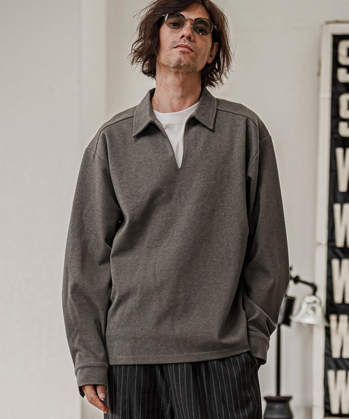 CAMBIO（カンビオ）の「ms6615-Twill Skipper Polo Shirt スキッパーポロシャツ(GM-A6202W-001)（ポロシャツ・メンズ・ネイビー/コバルトブルー/チャコール・S/M/L）」の4枚目の写真