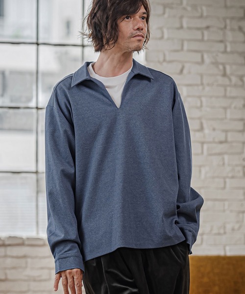 CAMBIO（カンビオ）の「ms6615-Twill Skipper Polo Shirt スキッパーポロシャツ(GM-A6202W-001)（ポロシャツ・メンズ・ネイビー/コバルトブルー/チャコール・S/M/L）」の8枚目の写真