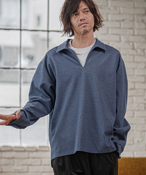 CAMBIO（カンビオ）の「ms6615-Twill Skipper Polo Shirt スキッパーポロシャツ(GM-A6202W-001)（ポロシャツ・メンズ・ネイビー/コバルトブルー/チャコール・S/M/L）」の9枚目の写真