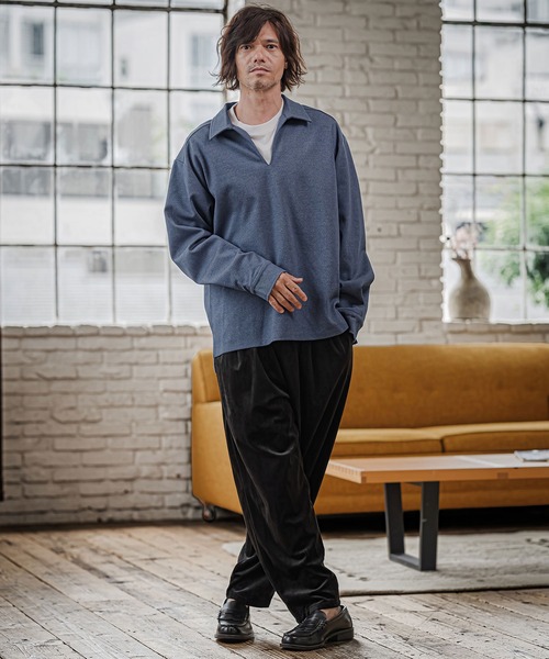 CAMBIO（カンビオ）の「ms6615-Twill Skipper Polo Shirt スキッパーポロシャツ(GM-A6202W-001)（ポロシャツ・メンズ・ネイビー/コバルトブルー/チャコール・S/M/L）」の11枚目の写真