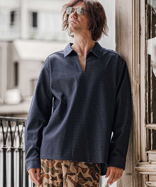 CAMBIO（カンビオ）の「ms6615-Twill Skipper Polo Shirt スキッパーポロシャツ(GM-A6202W-001)（ポロシャツ・メンズ・ネイビー/コバルトブルー/チャコール・S/M/L）」の12枚目の写真