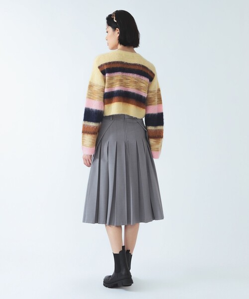 Ray BEAMS（レイビームス）の「ミックス マルチボーダー クルーネック（ニット/セーター・レディース・オリーブ/クリーム・ONE SIZE）」の9枚目の写真