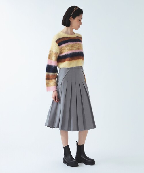 Ray BEAMS（レイビームス）の「ミックス マルチボーダー クルーネック（ニット/セーター・レディース・オリーブ/クリーム・ONE SIZE）」の10枚目の写真