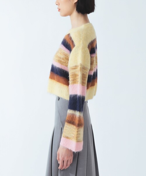 Ray BEAMS（レイビームス）の「ミックス マルチボーダー クルーネック（ニット/セーター・レディース・オリーブ/クリーム・ONE SIZE）」の18枚目の写真