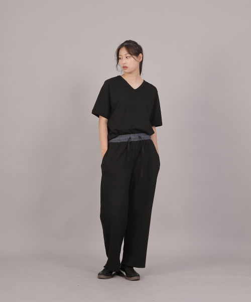 SAINTCREW（セントクルー）の「ソフトエッセンシャル起毛ワイドパンツ SEK-388 ライトインディゴ ブラック（スウェットパンツ・レディース・その他・FREE）」の3枚目の写真