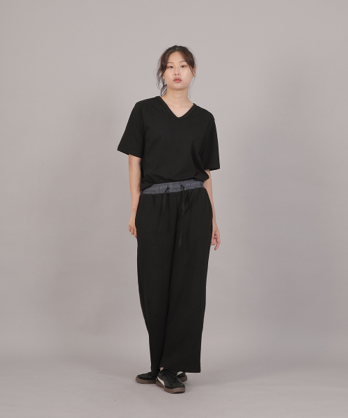 SAINTCREW（セントクルー）の「ソフトエッセンシャル起毛ワイドパンツ SEK-388 ライトインディゴ ブラック（スウェットパンツ・レディース・その他・FREE）」の7枚目の写真