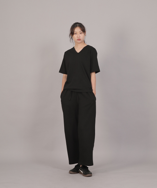 SAINTCREW（セントクルー）の「ソフトエッセンシャル起毛ワイドパンツ SEK-388 ライトインディゴ ブラック（スウェットパンツ・レディース・その他・FREE）」の8枚目の写真