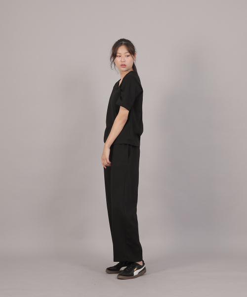 SAINTCREW（セントクルー）の「ソフトエッセンシャル起毛ワイドパンツ SEK-388 ライトインディゴ ブラック（スウェットパンツ・レディース・その他・FREE）」の10枚目の写真
