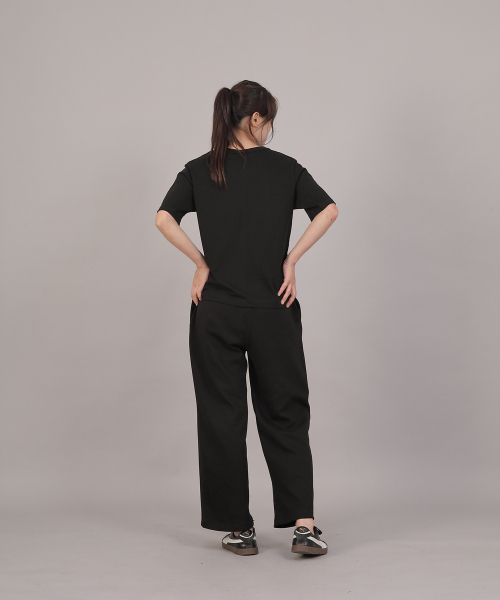 SAINTCREW（セントクルー）の「ソフトエッセンシャル起毛ワイドパンツ SEK-388 ライトインディゴ ブラック（スウェットパンツ・レディース・その他・FREE）」の11枚目の写真