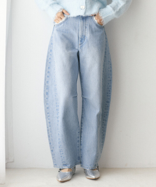 Firsthand(ファーストハンド)の「Firsthand/ファーストハンド レース カーブデニム【限定展開】(デニムパンツ・レディース・ネイビー/ブラック/サックスブルー・X-SMALL/SMALL/MEDIUM)」の4枚目の写真