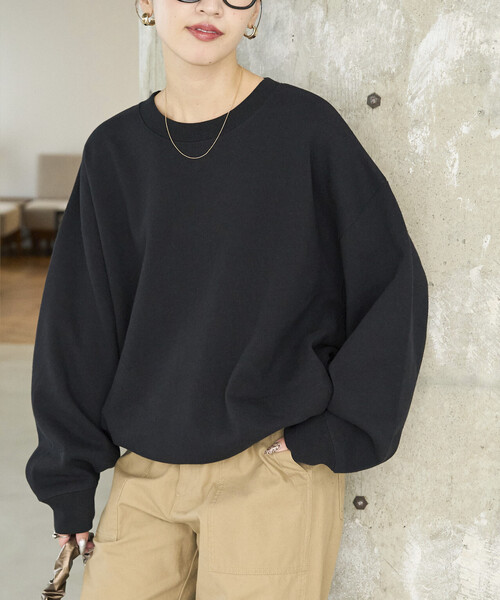 FREAK'S STORE(フリークスストア)の「\累計41,200枚突破/限定展開 ヘビーウェイト クルーネック スウェット(Tシャツ/カットソー・レディース・グレー/ライトグレー/ナチュラル/グリーン/ブラック/ピンク/ベージュ/ブラウン/ネイビー/チャコールグレー・フリ-)」の2枚目の写真