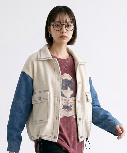 CRB(シーアールビー)の「袖デニムジャケット(デニムジャケット・レディース・アイボリー/ブラウン/ブラック・F)」の17枚目の写真