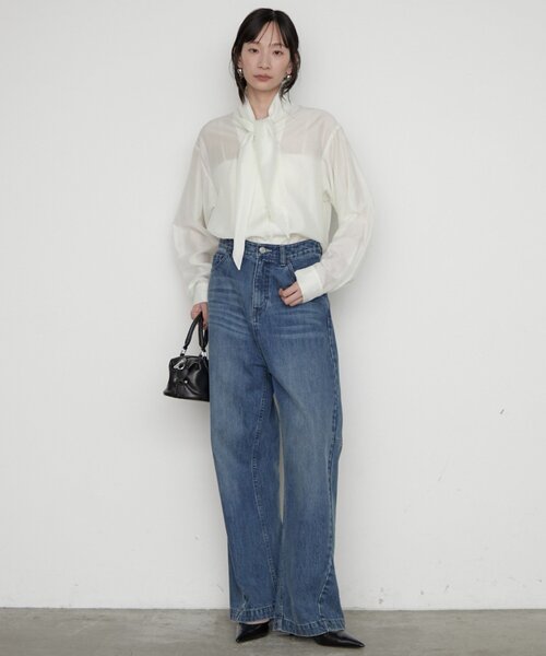 LOUNGEDRESS（ラウンジドレス）の「【Atelier N5/アトリエヌメロサンク】ボウタイブラウス（シャツ/ブラウス・レディース・オフホワイト/ブラック・FREE）」の13枚目の写真