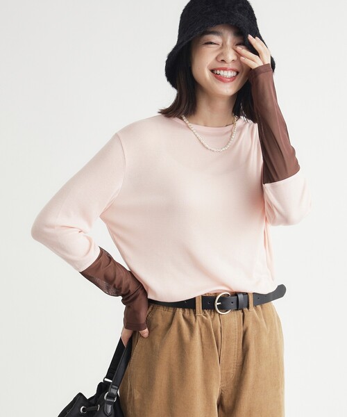 HONEYSUCKLE ROSE(ハニーサックルローズ)の「袖チュールロンT(Tシャツ/カットソー・レディース・ピンク系/ブルー系その他/ブラック・05/04)」の3枚目の写真