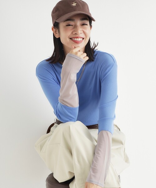 HONEYSUCKLE ROSE(ハニーサックルローズ)の「袖チュールロンT(Tシャツ/カットソー・レディース・ピンク系/ブルー系その他/ブラック・05/04)」の2枚目の写真