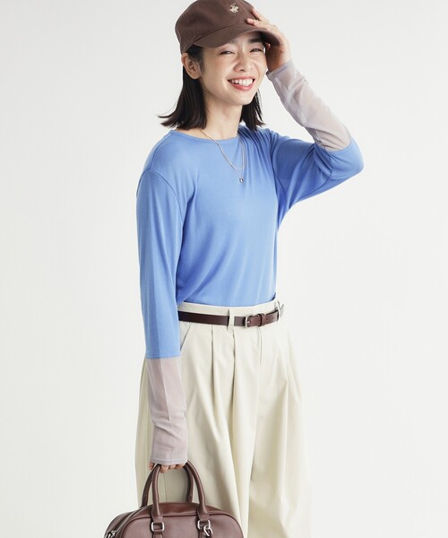 HONEYSUCKLE ROSE(ハニーサックルローズ)の「袖チュールロンT(Tシャツ/カットソー・レディース・ピンク系/ブルー系その他/ブラック・05/04)」の12枚目の写真