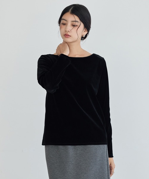 YECCA VECCA(イェッカヴェッカ)の「長袖ベロアトップス(Tシャツ/カットソー・レディース・ブラック/ブラウン・FREE)」の11枚目の写真