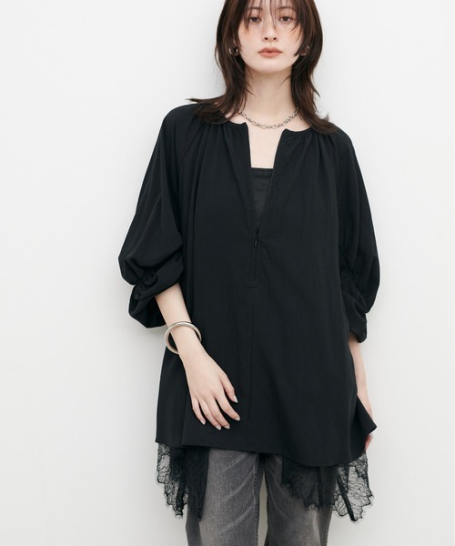 LARUTA(ラルータ)の「【LARUTA】ラグランギャザースリーブブラウス(シャツ/ブラウス・レディース・オフホワイト/ブラック/ブラウン・FREE)」の9枚目の写真