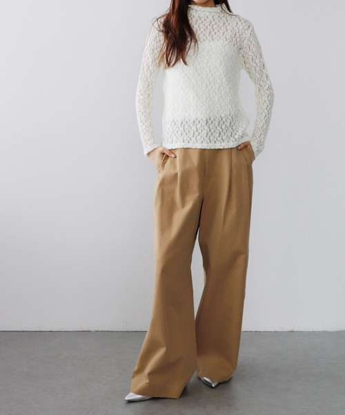Jines(ジネス)の「チノワイドパンツ(チノパンツ・レディース・キャメル/カーキ・38)」の10枚目の写真