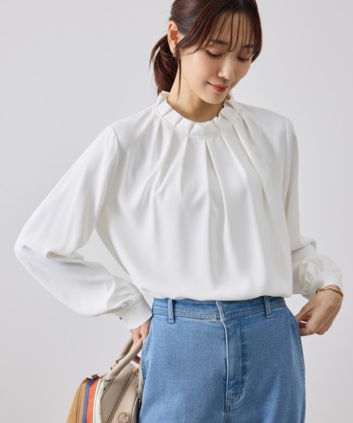 ROPE' PICNIC(ロペピクニック)の「【WEB限定】ジョーゼットタック襟ブラウス/UVカット(シャツ/ブラウス・レディース・サックスブルー/ホワイト/チャコールグレー/ベージュ・S/M/L)」の22枚目の写真
