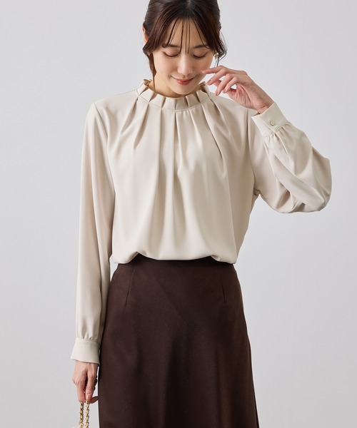 ROPE' PICNIC(ロペピクニック)の「【WEB限定】ジョーゼットタック襟ブラウス/UVカット(シャツ/ブラウス・レディース・サックスブルー/ホワイト/チャコールグレー/ベージュ・S/M/L)」の18枚目の写真
