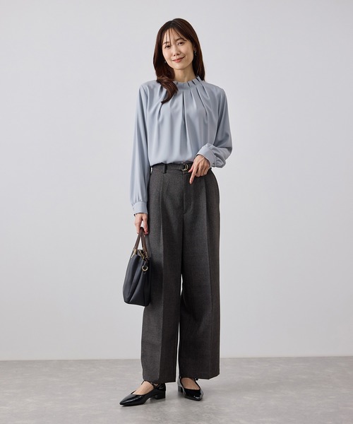 ROPE' PICNIC(ロペピクニック)の「【WEB限定】ジョーゼットタック襟ブラウス/UVカット(シャツ/ブラウス・レディース・サックスブルー/ホワイト/チャコールグレー/ベージュ・S/M/L)」の5枚目の写真
