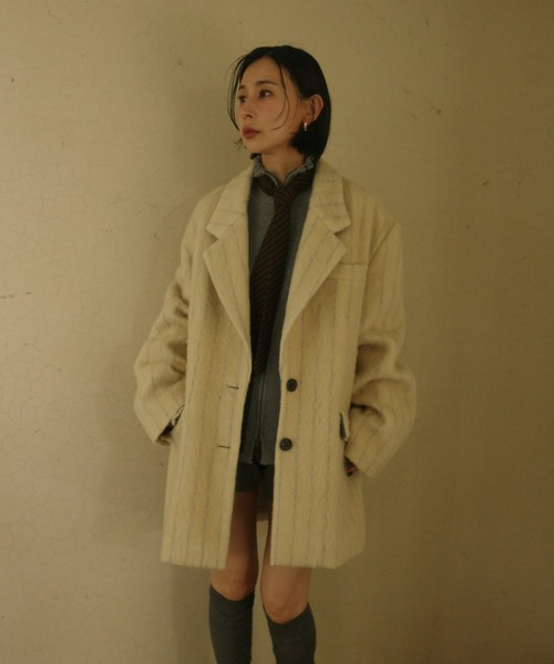 ジャケット・アウター GIVENCHY Cotton&Silk Alpaca Liner Coat UND STRIPE ALPACA SHAGGY JACOT（ダウンジャケット/コート）｜Ameri