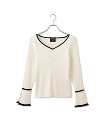 MARY QUANT | 【MARY QUANT×VIS】袖デイジーボタンVネックリブニット(ニット/セーター)