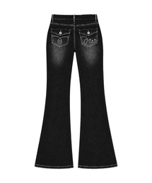 バックポケットポイント bootカット デニムパンツ_ブラックデニム