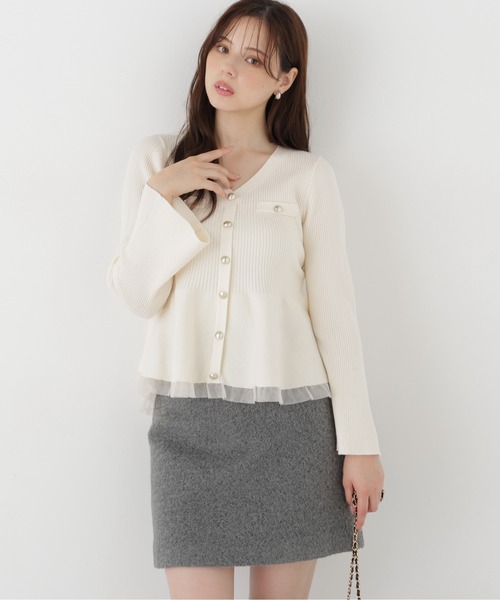 PROPORTION BODY DRESSING(プロポーションボディドレッシング)の「シアー切替ペプラムニット / 1216270102(ニット/セーター・レディース・ホワイト系その他/ブラック/ピンク/ブラウン・FREE)」の2枚目の写真