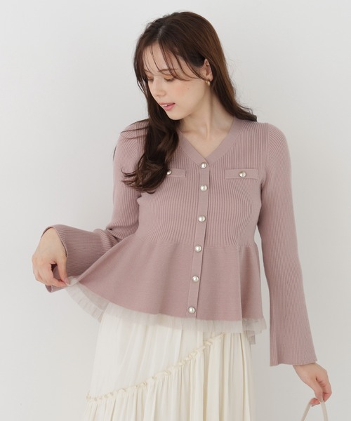 PROPORTION BODY DRESSING(プロポーションボディドレッシング)の「シアー切替ペプラムニット / 1216270102(ニット/セーター・レディース・ホワイト系その他/ブラック/ピンク/ブラウン・FREE)」の4枚目の写真