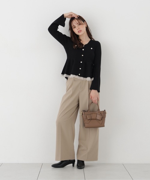 PROPORTION BODY DRESSING(プロポーションボディドレッシング)の「シアー切替ペプラムニット / 1216270102(ニット/セーター・レディース・ホワイト系その他/ブラック/ピンク/ブラウン・FREE)」の6枚目の写真