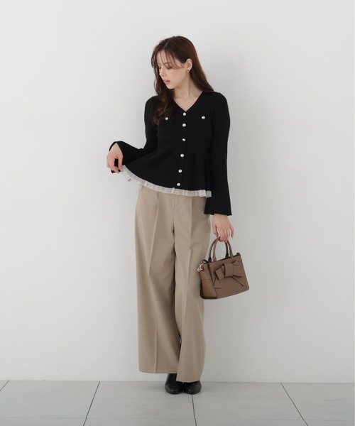 PROPORTION BODY DRESSING(プロポーションボディドレッシング)の「シアー切替ペプラムニット / 1216270102(ニット/セーター・レディース・ホワイト系その他/ブラック/ピンク/ブラウン・FREE)」の5枚目の写真