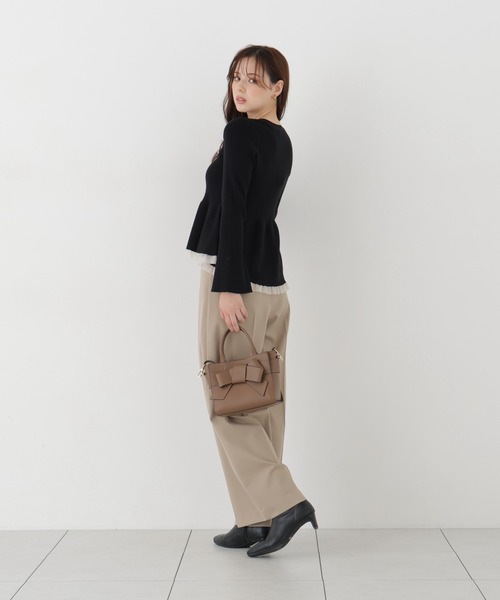PROPORTION BODY DRESSING(プロポーションボディドレッシング)の「シアー切替ペプラムニット / 1216270102(ニット/セーター・レディース・ホワイト系その他/ブラック/ピンク/ブラウン・FREE)」の7枚目の写真