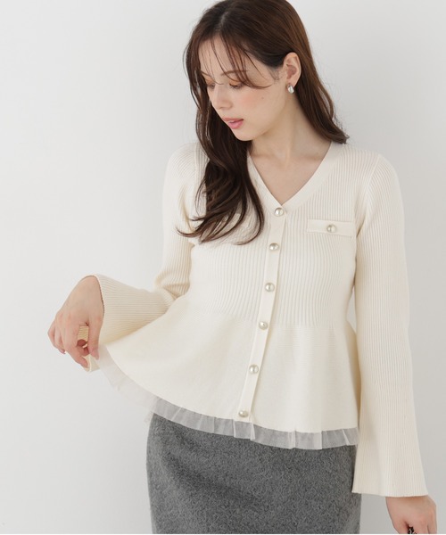 PROPORTION BODY DRESSING(プロポーションボディドレッシング)の「シアー切替ペプラムニット / 1216270102(ニット/セーター・レディース・ホワイト系その他/ブラック/ピンク/ブラウン・FREE)」の8枚目の写真