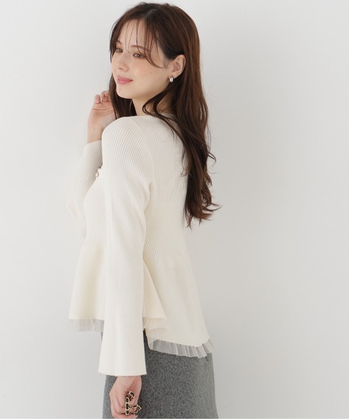 PROPORTION BODY DRESSING(プロポーションボディドレッシング)の「シアー切替ペプラムニット / 1216270102(ニット/セーター・レディース・ホワイト系その他/ブラック/ピンク/ブラウン・FREE)」の9枚目の写真