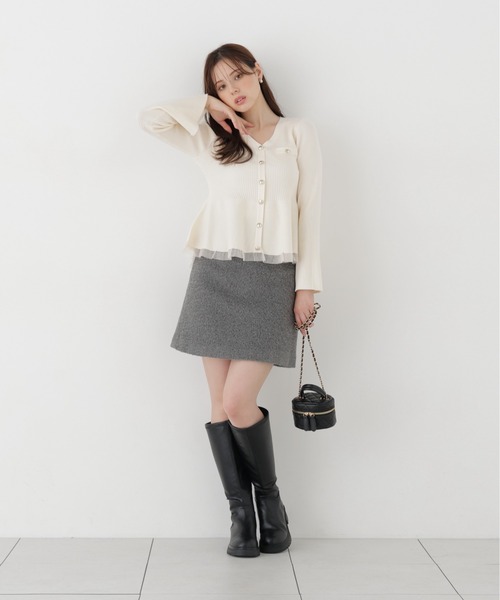 PROPORTION BODY DRESSING(プロポーションボディドレッシング)の「シアー切替ペプラムニット / 1216270102(ニット/セーター・レディース・ホワイト系その他/ブラック/ピンク/ブラウン・FREE)」の10枚目の写真