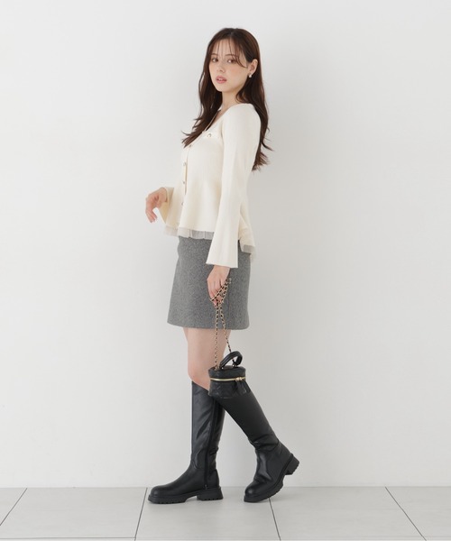 PROPORTION BODY DRESSING(プロポーションボディドレッシング)の「シアー切替ペプラムニット / 1216270102(ニット/セーター・レディース・ホワイト系その他/ブラック/ピンク/ブラウン・FREE)」の12枚目の写真