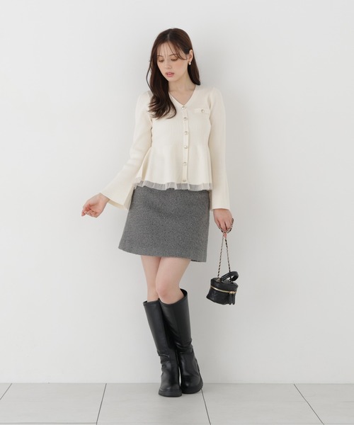 PROPORTION BODY DRESSING(プロポーションボディドレッシング)の「シアー切替ペプラムニット / 1216270102(ニット/セーター・レディース・ホワイト系その他/ブラック/ピンク/ブラウン・FREE)」の13枚目の写真