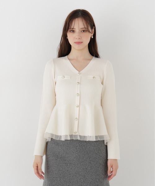 PROPORTION BODY DRESSING(プロポーションボディドレッシング)の「シアー切替ペプラムニット / 1216270102(ニット/セーター・レディース・ホワイト系その他/ブラック/ピンク/ブラウン・FREE)」の14枚目の写真