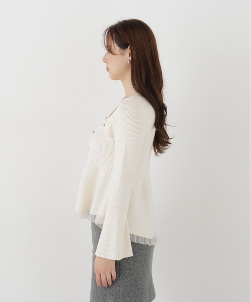 PROPORTION BODY DRESSING(プロポーションボディドレッシング)の「シアー切替ペプラムニット / 1216270102(ニット/セーター・レディース・ホワイト系その他/ブラック/ピンク/ブラウン・FREE)」の15枚目の写真