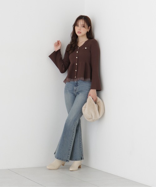 PROPORTION BODY DRESSING(プロポーションボディドレッシング)の「シアー切替ペプラムニット / 1216270102(ニット/セーター・レディース・ホワイト系その他/ブラック/ピンク/ブラウン・FREE)」の20枚目の写真