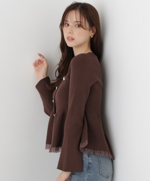 PROPORTION BODY DRESSING(プロポーションボディドレッシング)の「シアー切替ペプラムニット / 1216270102(ニット/セーター・レディース・ホワイト系その他/ブラック/ピンク/ブラウン・FREE)」の22枚目の写真
