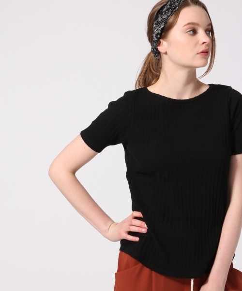 HARE(ハレ)の「ボートネックリブカットソー(HARE)(Tシャツ/カットソー・レディース・ブラック/オフホワイト・FREE)」の2枚目の写真