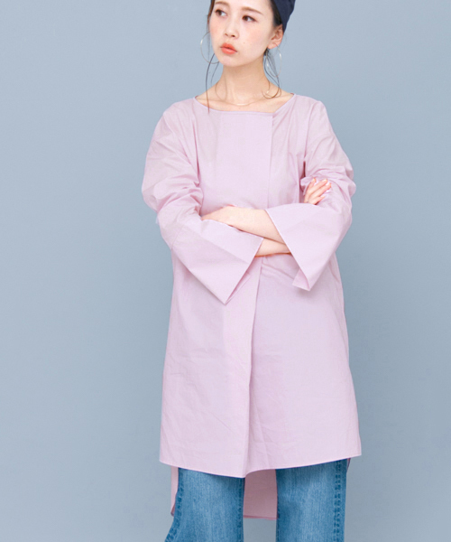 KBF（ケイビーエフ）の「KBF フロントタックワイドカフスチュニック（チュニック・レディース・ホワイト/ライトベージュ/ライラック・ONE）」の8枚目の写真