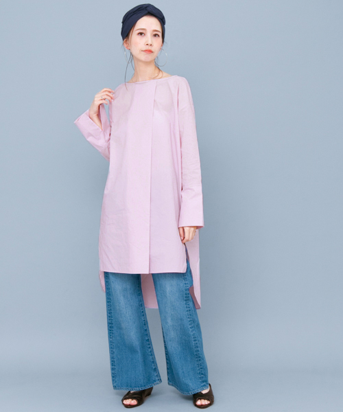 KBF（ケイビーエフ）の「KBF フロントタックワイドカフスチュニック（チュニック・レディース・ホワイト/ライトベージュ/ライラック・ONE）」の22枚目の写真