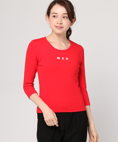 SLY（スライ）の「WEEK LOGO 7分袖 TOPS（Tシャツ/カットソー・レディース・ネイビー/ライトピンク/ブラック/ライトブルー/ホワイト/レッド/ライトイエロー・2/1）」の16枚目の写真